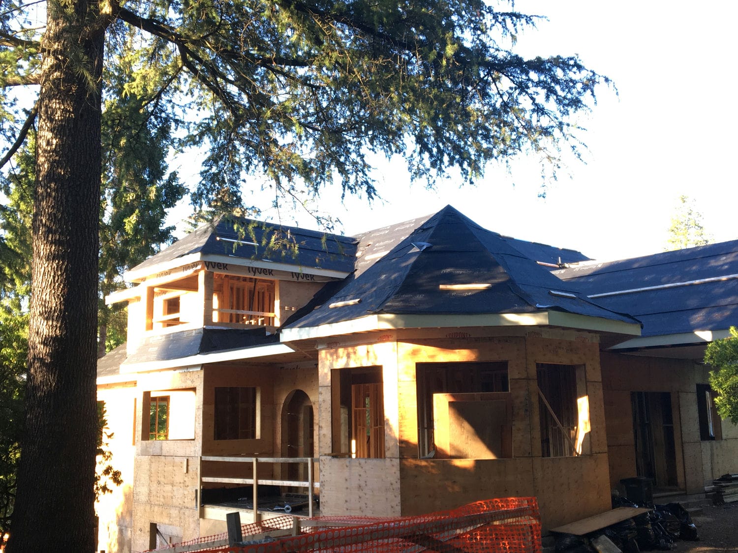 custom home framed by Anvil West